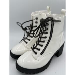 Forever 21 White Chunky Lace Up Boots